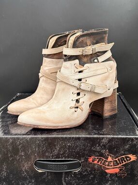 Retired FREEBIRD by Steven “Jerome”  Ice Multi Distressed Leather Ankle Boots 8
